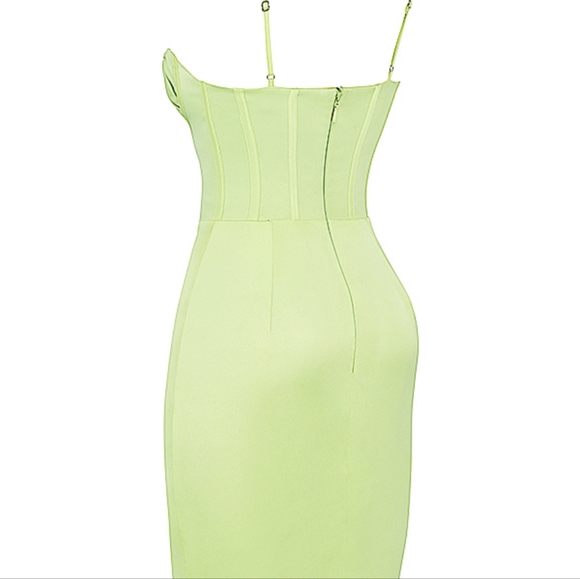 House of CB Nathalia Pistachio Satin Midi Dress (Size XS) - Picture 9 of 11